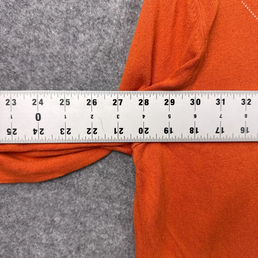 Banana Republic Sweater Argyle‎ V-Neck Large Orange Silk Cotton Cashmere Knit